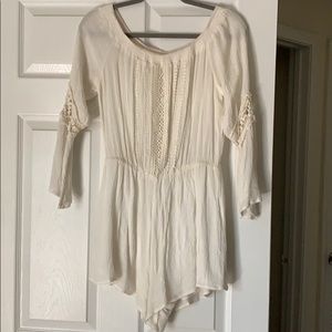Off-the-Shoulder White Romper
